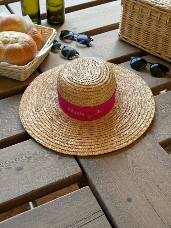 OLYMPICS Atlanta Georgia Vintage 1996 Collectible Crew Straw Brimmed Bow Hat main image 6